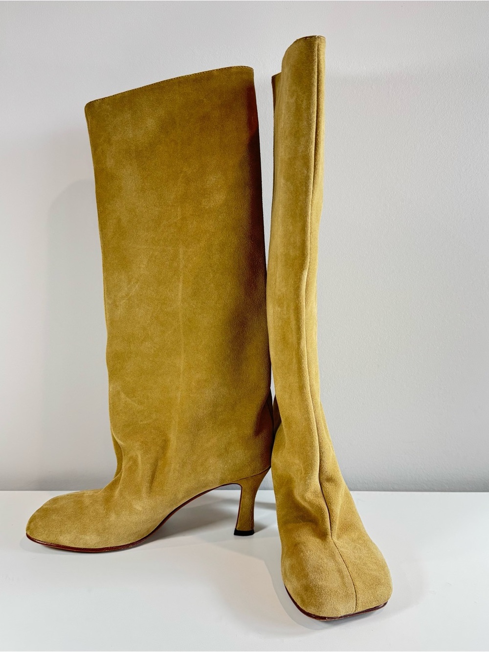 MM6 Maison Margiela Anatomic Boots Knee High Suade Tan Women's Boots Size 8
